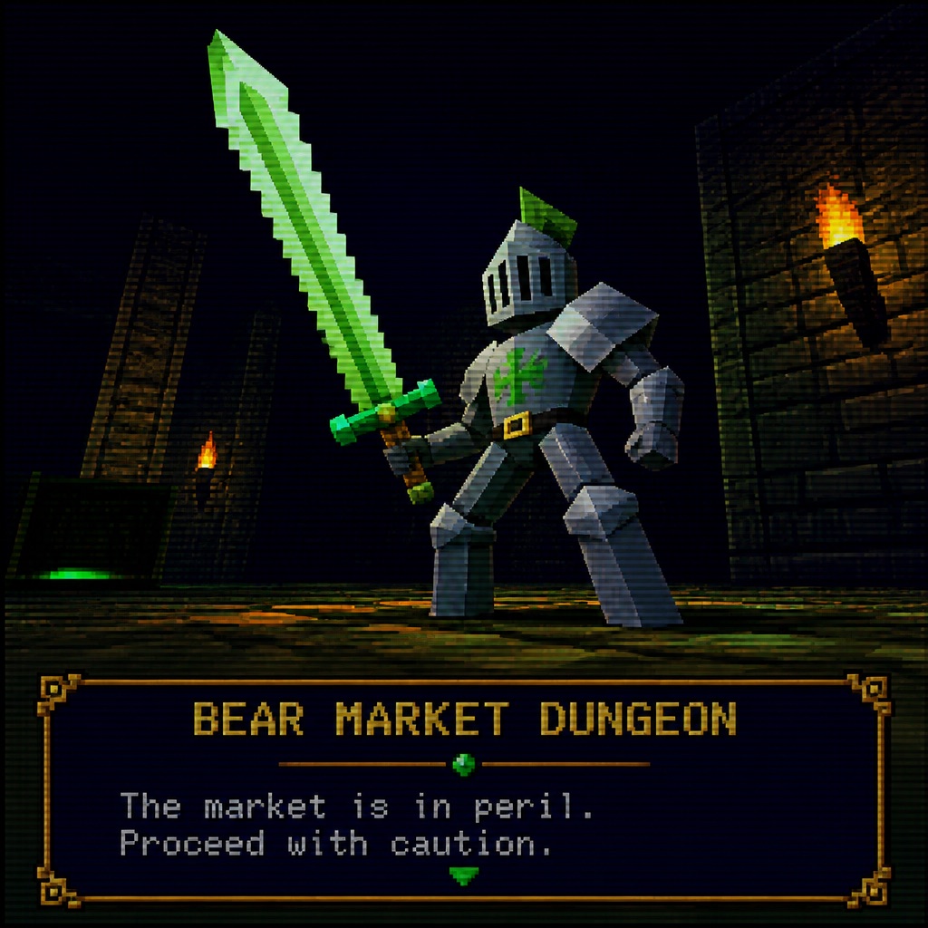 BLOCKCORE reference 3 — Knight with a pixel gem sword