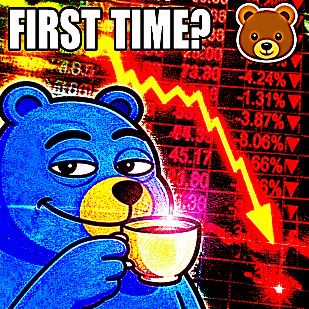 FRIEDPOST reference 4 — Blue bear sipping tea through the crash
