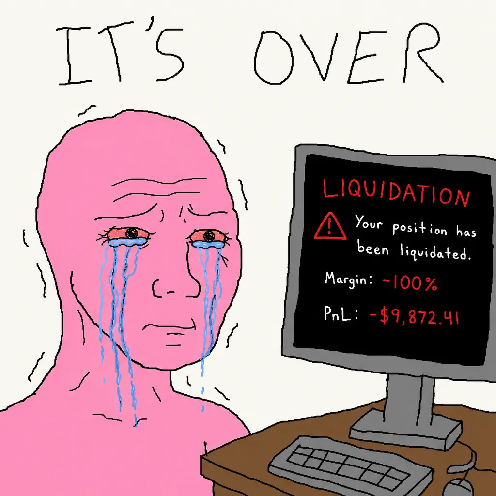TRENCHJAK reference 12 — Pink loss face at a liquidation screen