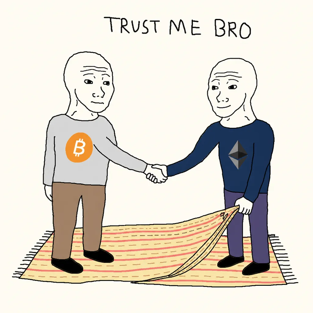 TRENCHJAK reference 16 — Two jaks shaking hands on a rug