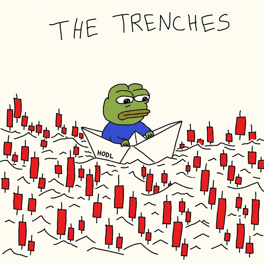 TRENCHJAK reference 23 — Frog in a paper boat on a red sea